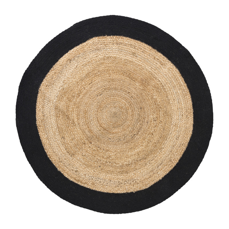 Vloerkleed met rand - zwart - ⌀120 cm