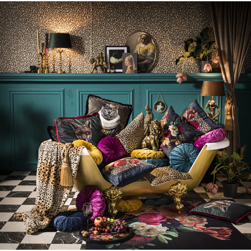 Vloerkleed bloemen print - blauw - 120x180 cm