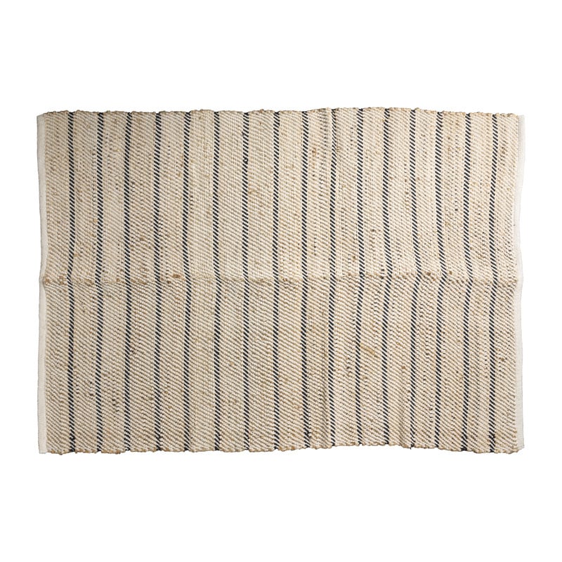 Vloerkleed gestreept - naturel/zwart - 200x125 cm 