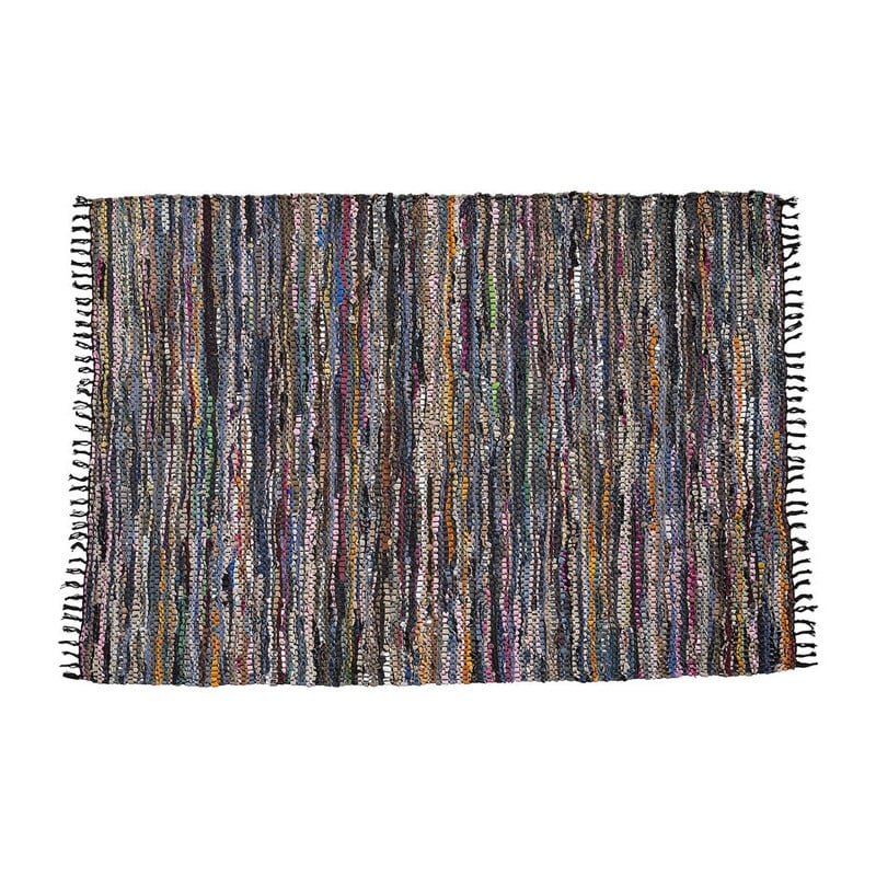 Vloerkleed recycle leer - 120x180 cm - zwart/multicolor/zilver