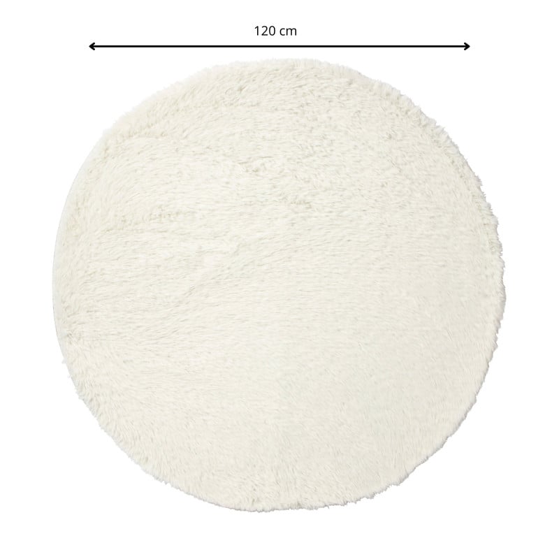 Vloerkleed fluffy rond - wit - ø120 cm