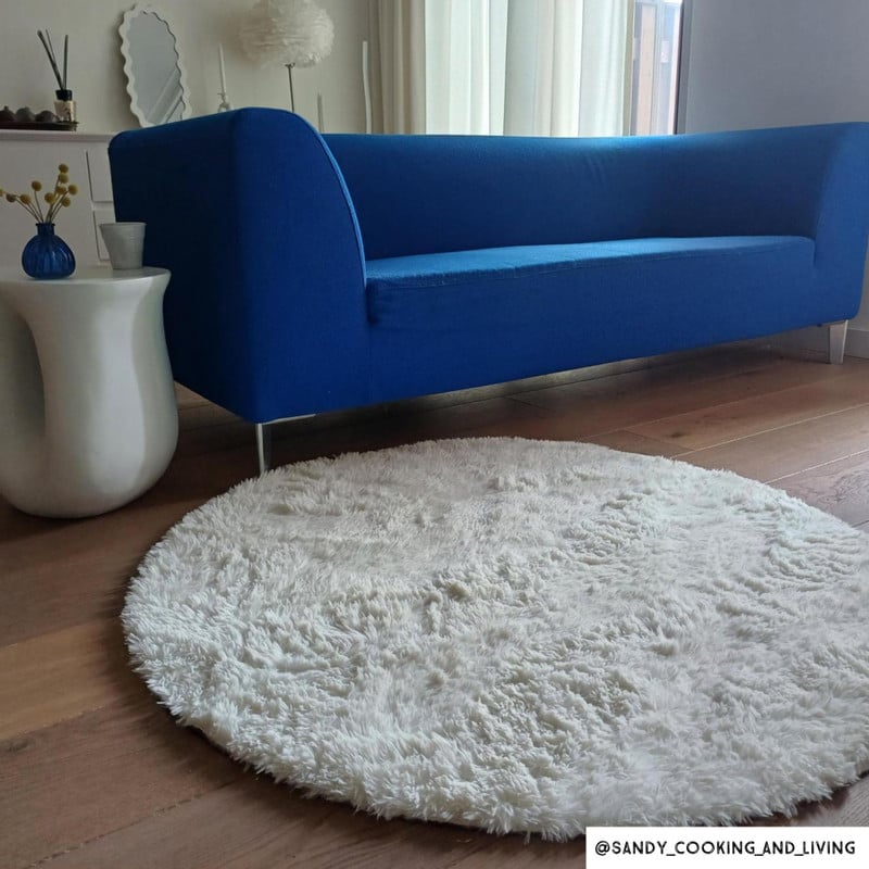 Vloerkleed fluffy rond - wit - ø120 cm