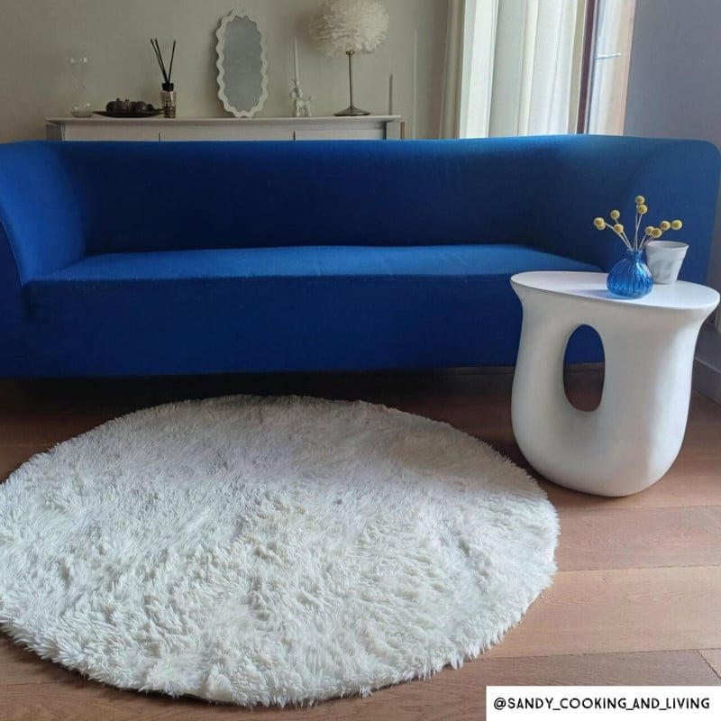 Vloerkleed fluffy rond - wit - ø120 cm