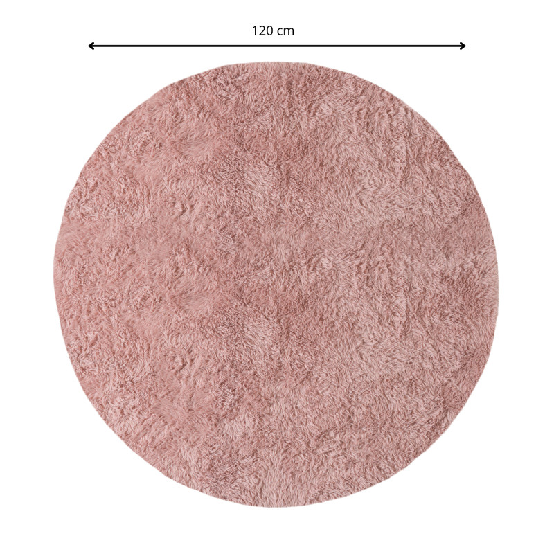 Vloerkleed fluffy rond - roze - ø120 cm