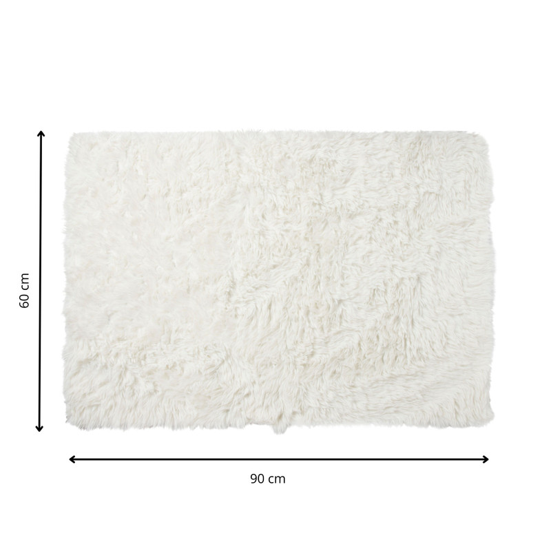 Vloerkleed fluffy - wit - 60x90 cm