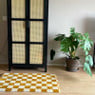 Vloerkleed checks - geel/wit - 60x90 cm