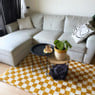 Vloerkleed checks - geel/wit - 120x180 cm