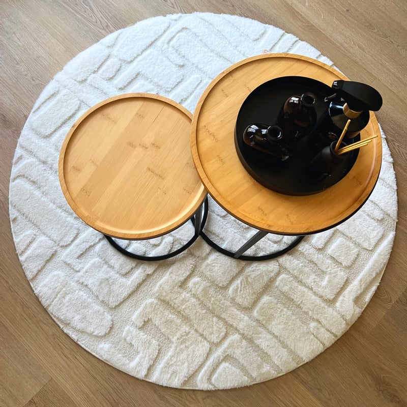 Vloerkleed native - wit - ø120 cm
