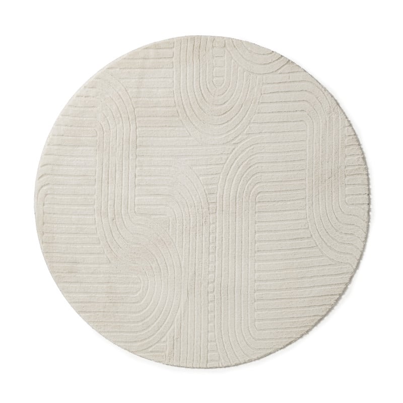 Vloerkleed wave - wit - ø120 cm