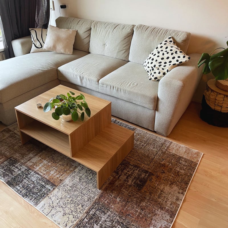 Vloerkleed patchwork - bruin/wit - 120x180 cm