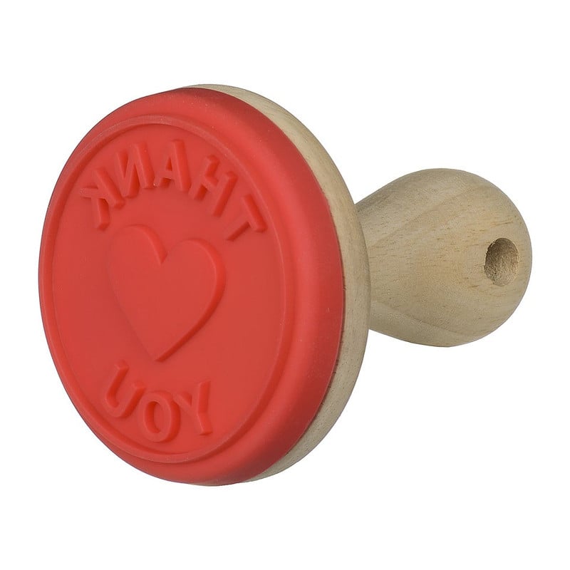 Koekjesstempel rood 'Thank You' 8 cm