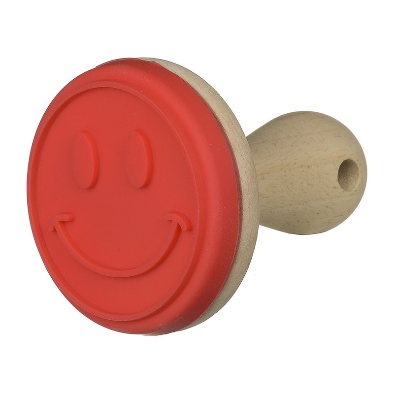 Koekjesstempel rood smiley 8 cm
