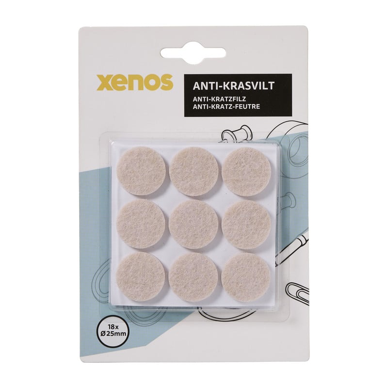 Anti-kras viltjes rond ø2.5 cm - taupe - set van 18