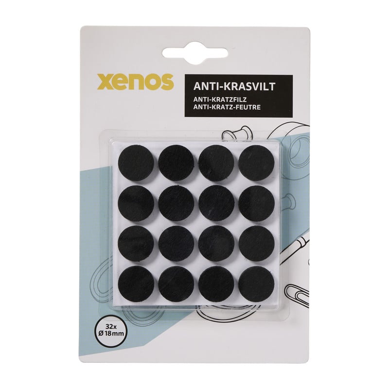 Anti-kras viltjes rond ø1.8 cm - zwart - set van 32 