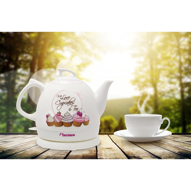 Bestron Waterkoker / Theepot - 0,8L - keramische pot - 1800W
