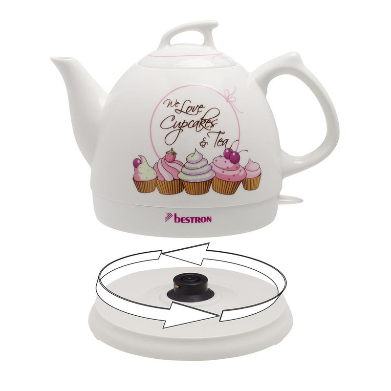 Bestron Waterkoker / Theepot - 0,8L - keramische pot - 1800W