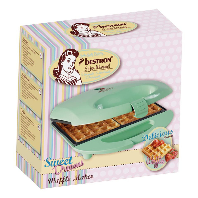 Bestron Wafelijzer - Voor twee Brusselse wafels - 700W - pistache