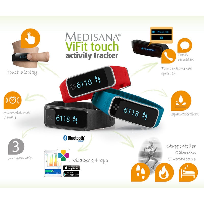 Medisana ViFit touch activity & sleep tracker - zwart 