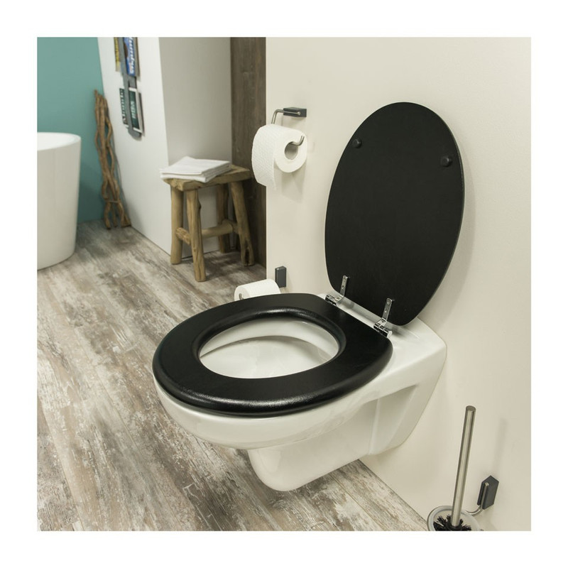 Tiger toiletzitting leatherlook - MDF - zwart