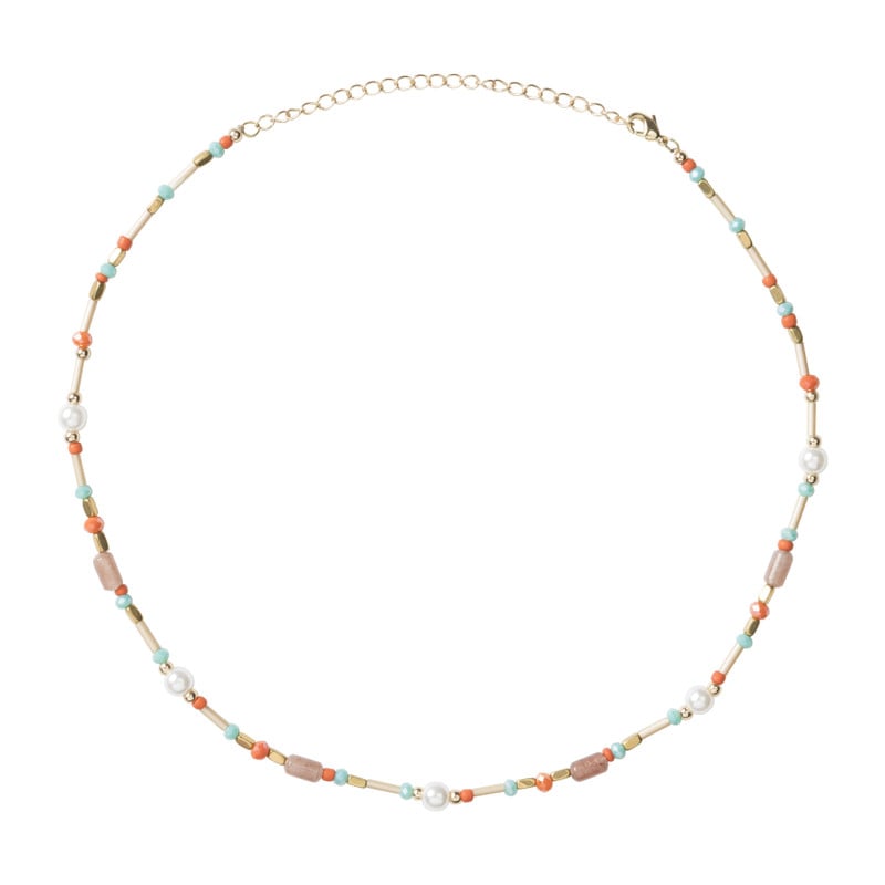 Ketting kralen oranje - multikleur - ø38x8 cm