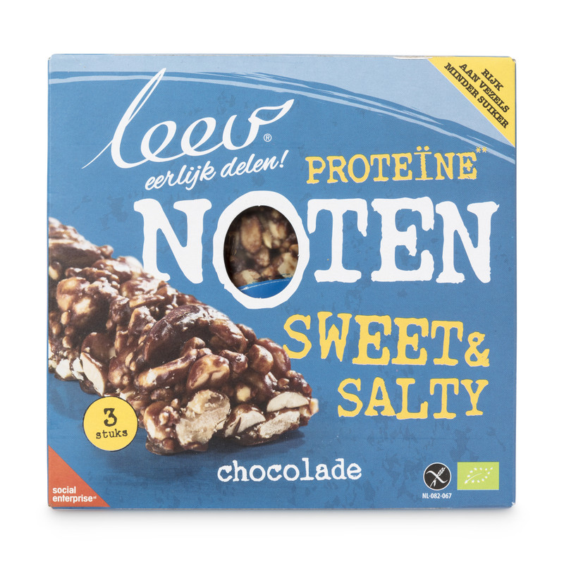 Leev bio nut bar - puur chocolade en caramel - 120 g 