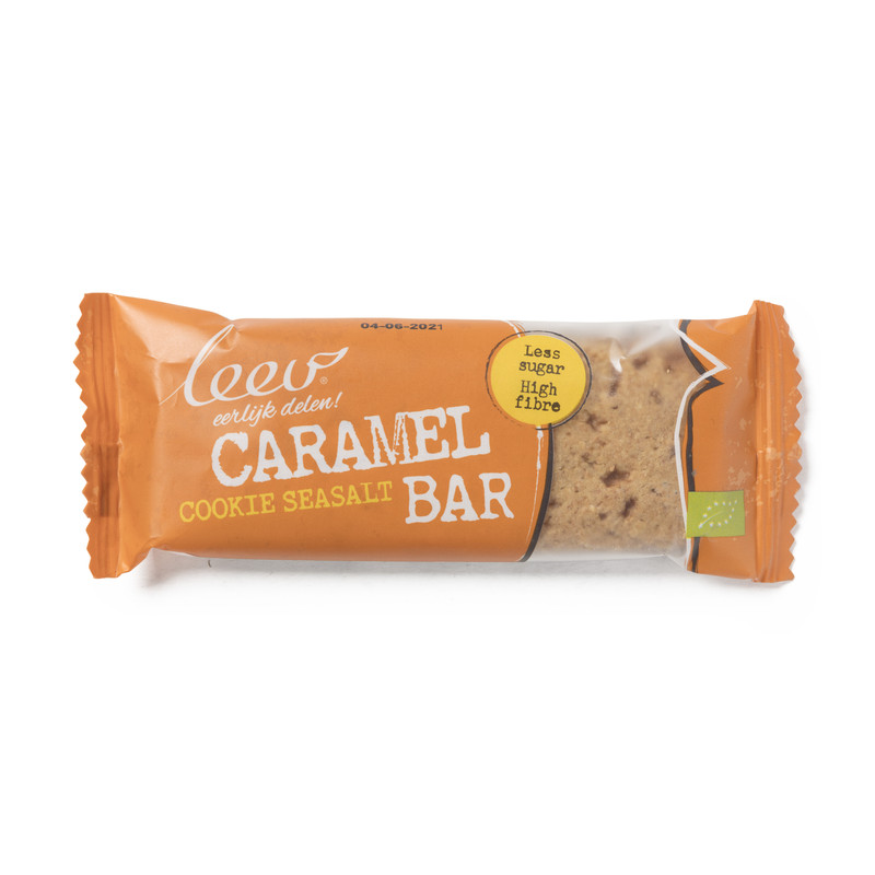 Leev bio cookie bar - caramel zeezout - 35 g