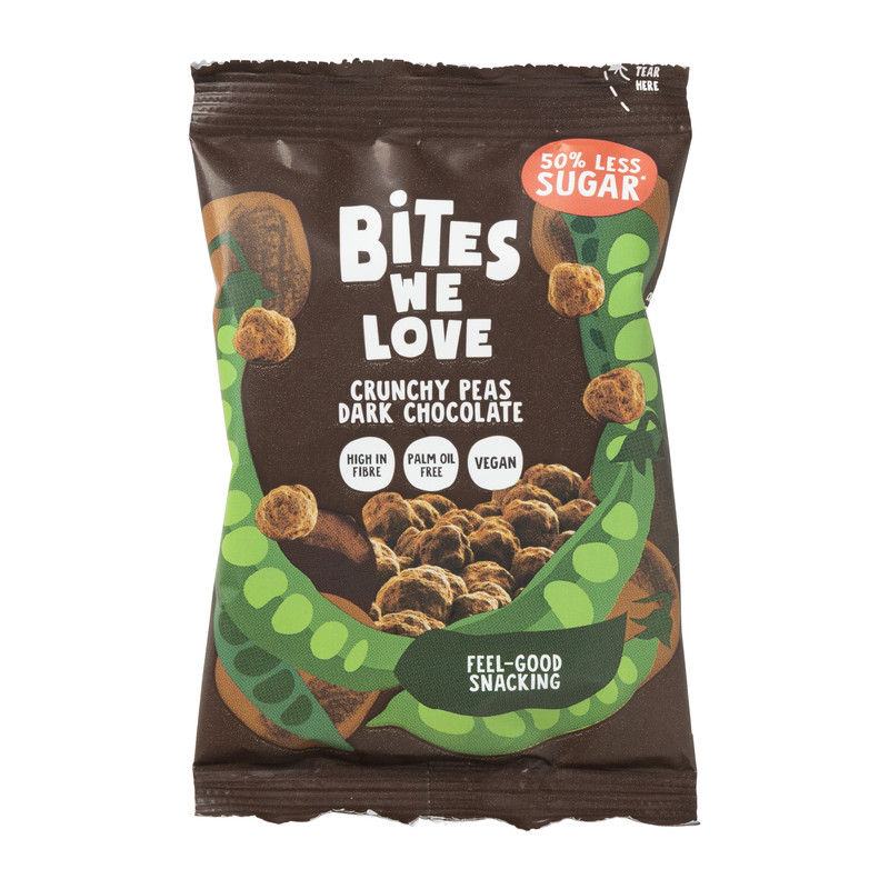 BitesWeLove  crunchy peas - dark chocolate - 30 g