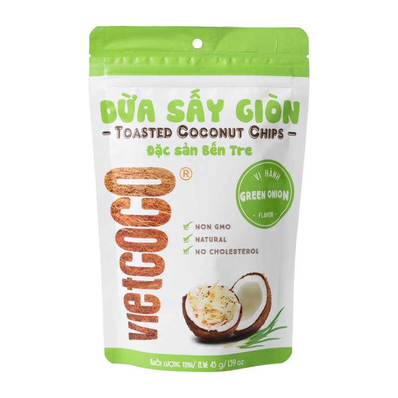 Vietcoco kokosnoot chips - green onion - 45 g