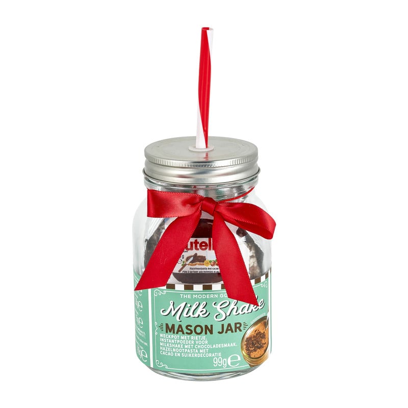 Giftset mason jar - chocolade milkshake - Nutella