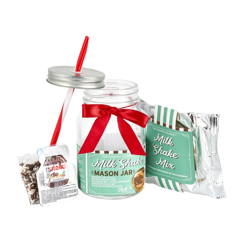 Giftset mason jar - chocolade milkshake - Nutella