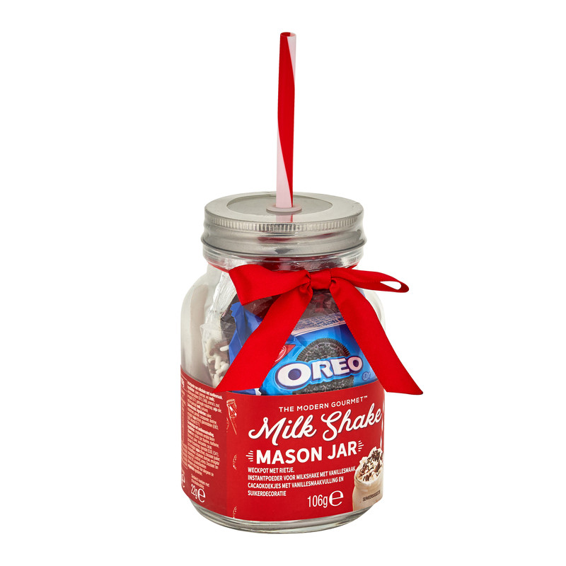 Giftset mason jar - vanille milkshake - Oreo