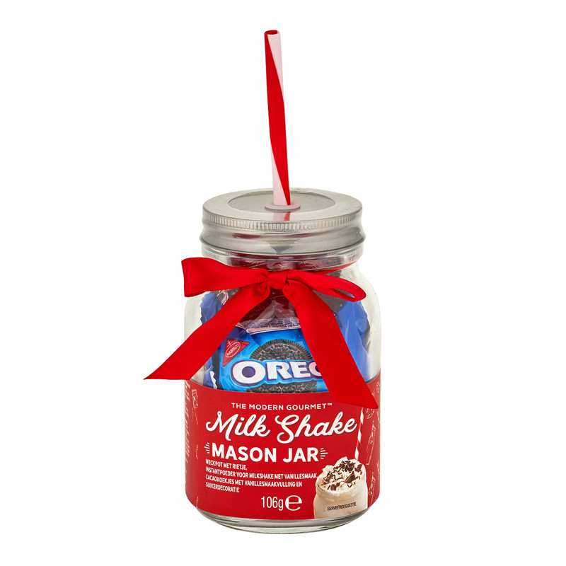 Giftset mason jar - vanille milkshake - Oreo