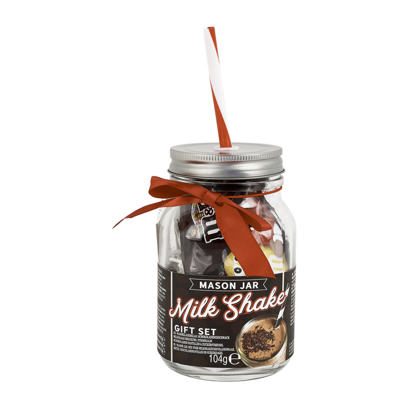 Giftset mason jar - chocolade milkshake - M&M
