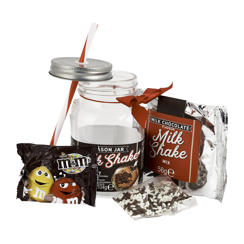 Giftset mason jar - chocolade milkshake - M&M