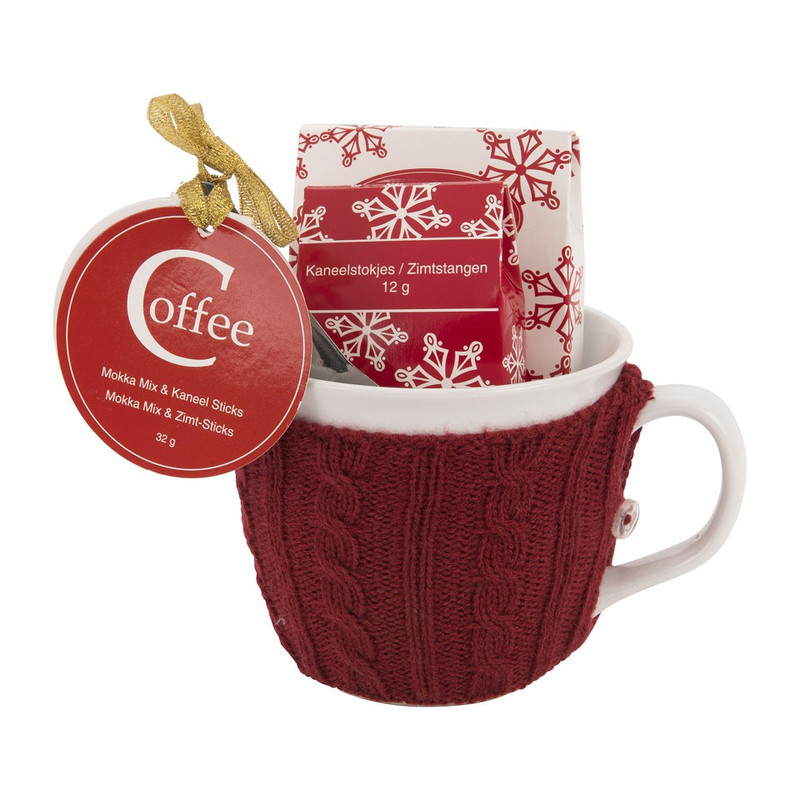 Mok met sweater – koffie - rood 