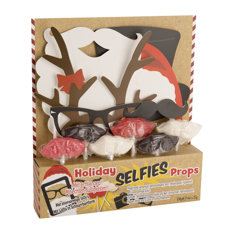Holiday selfie props met snoep