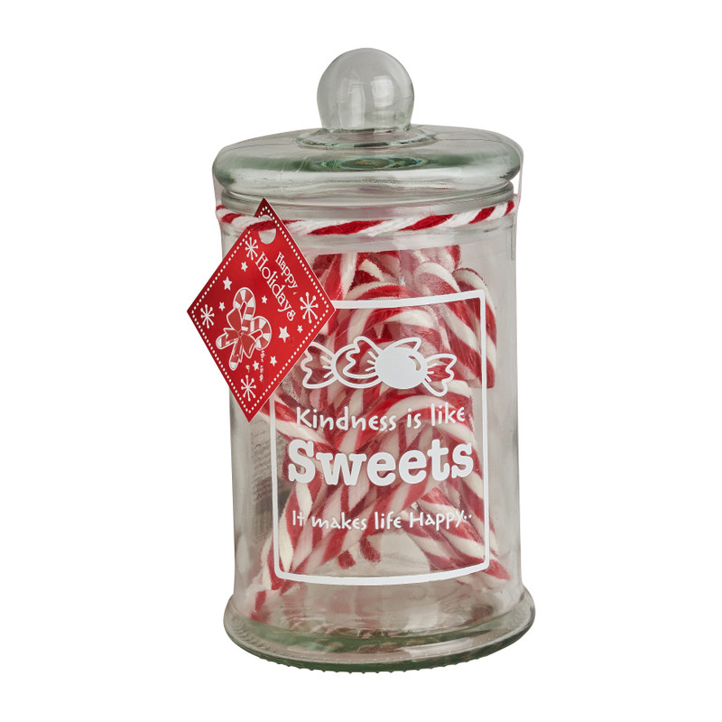 Glazen pot met candy canes - 285 gram