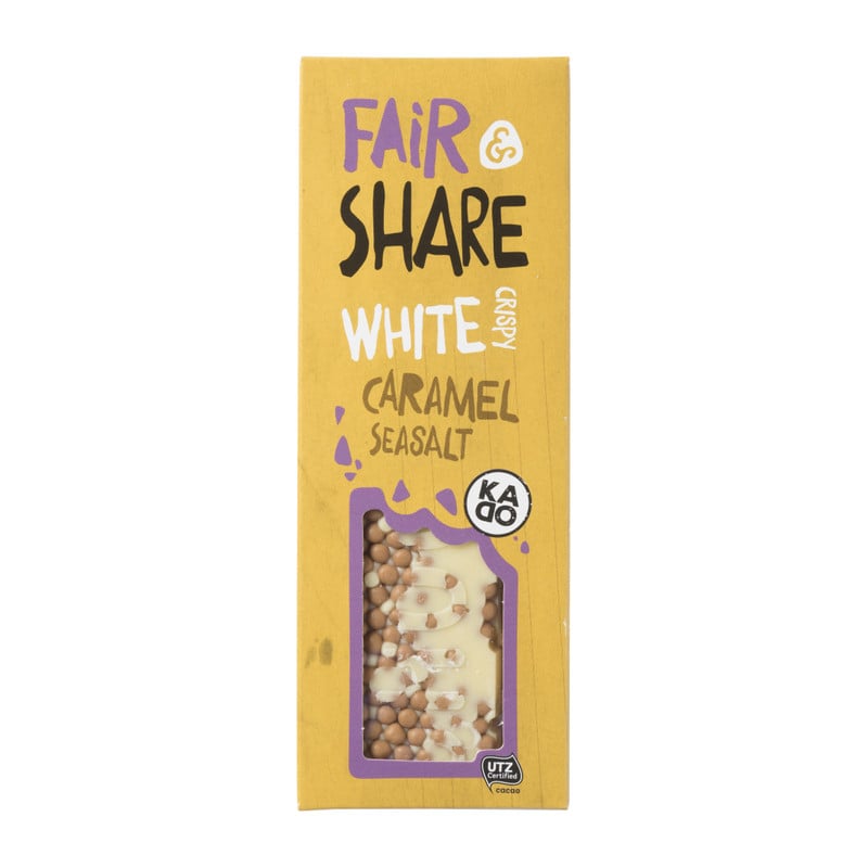 Fair & share chocolade - white crispy caramal seasalt - 100 g