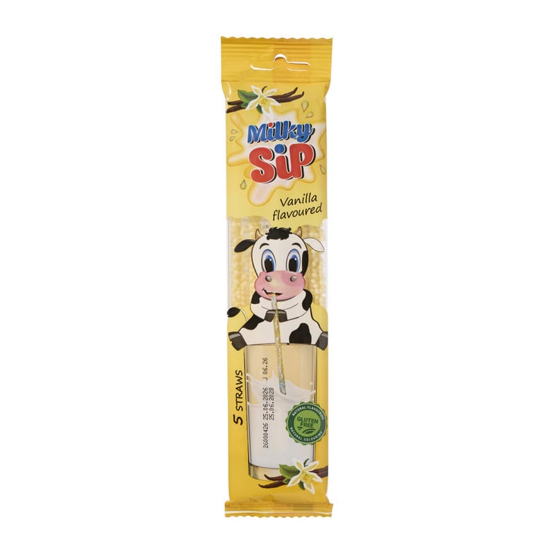 Milky sip flavored straw - vanille - 5x6 gram 