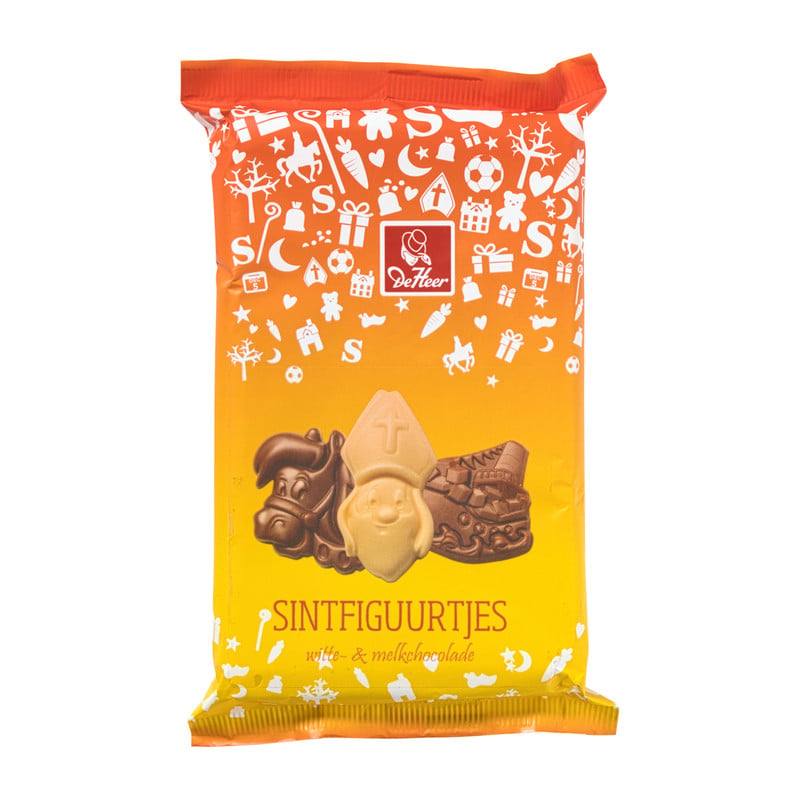 Bakje sintfiguren - melk/wit - 150 gram