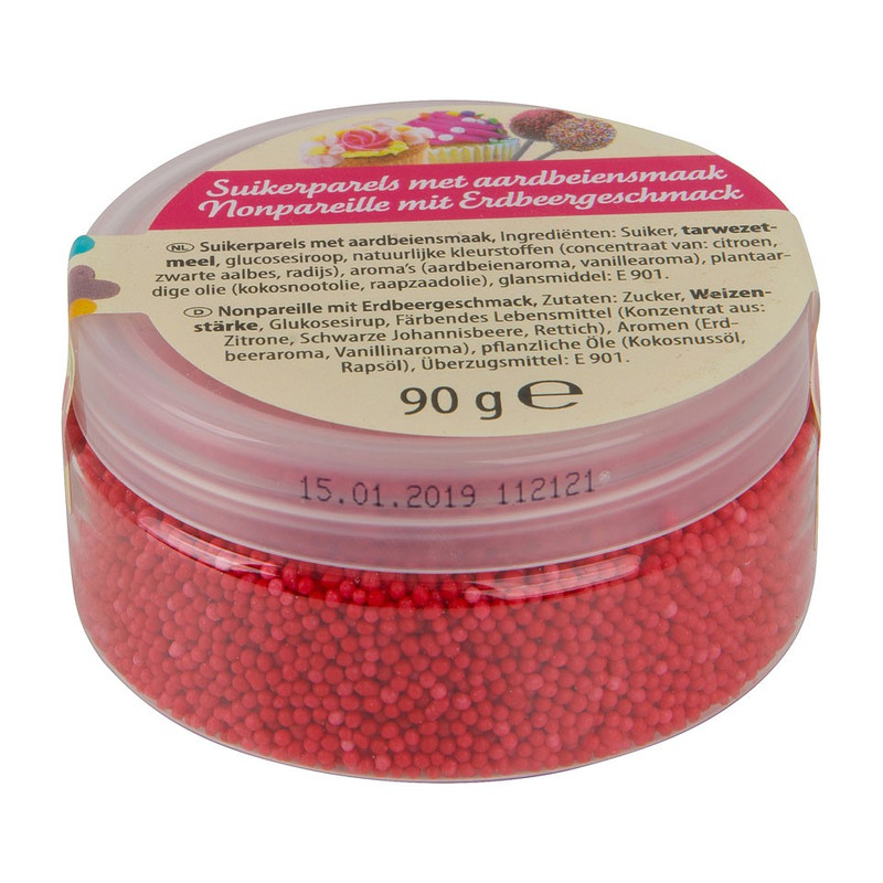Suikerparels - aardbei - 90 gram