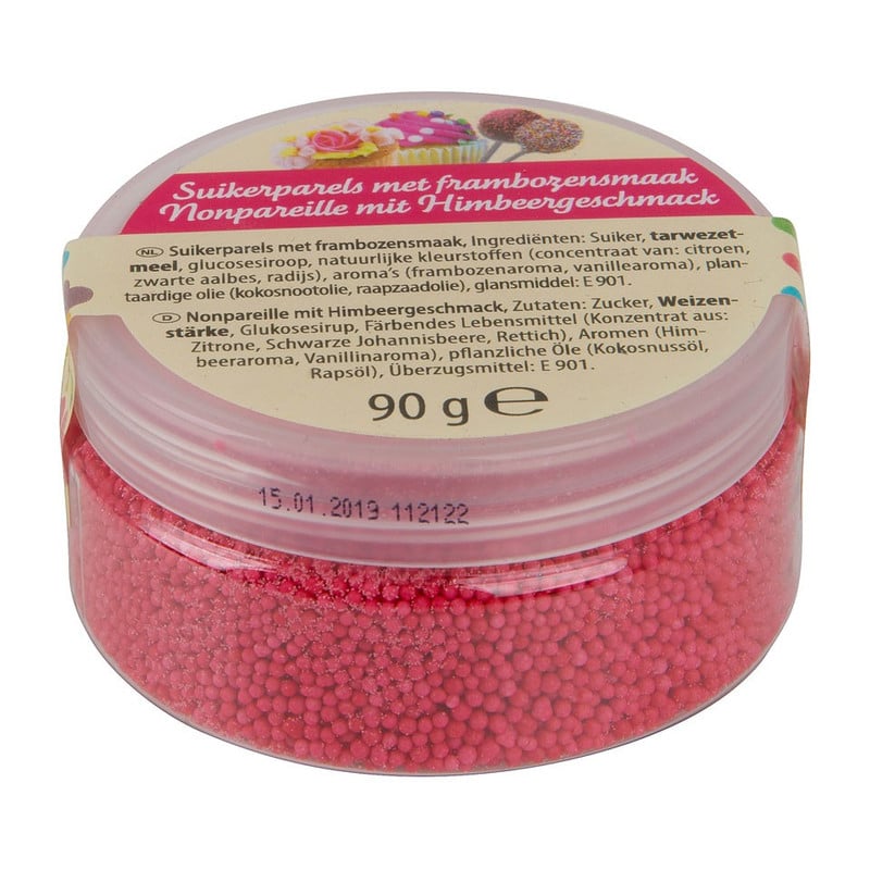 Suikerparels - framboos - 90 gram