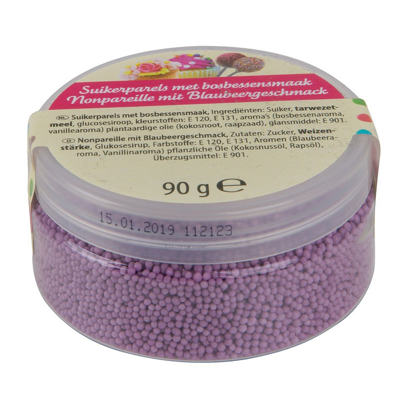 Suikerparels - bosbes - 90 gram