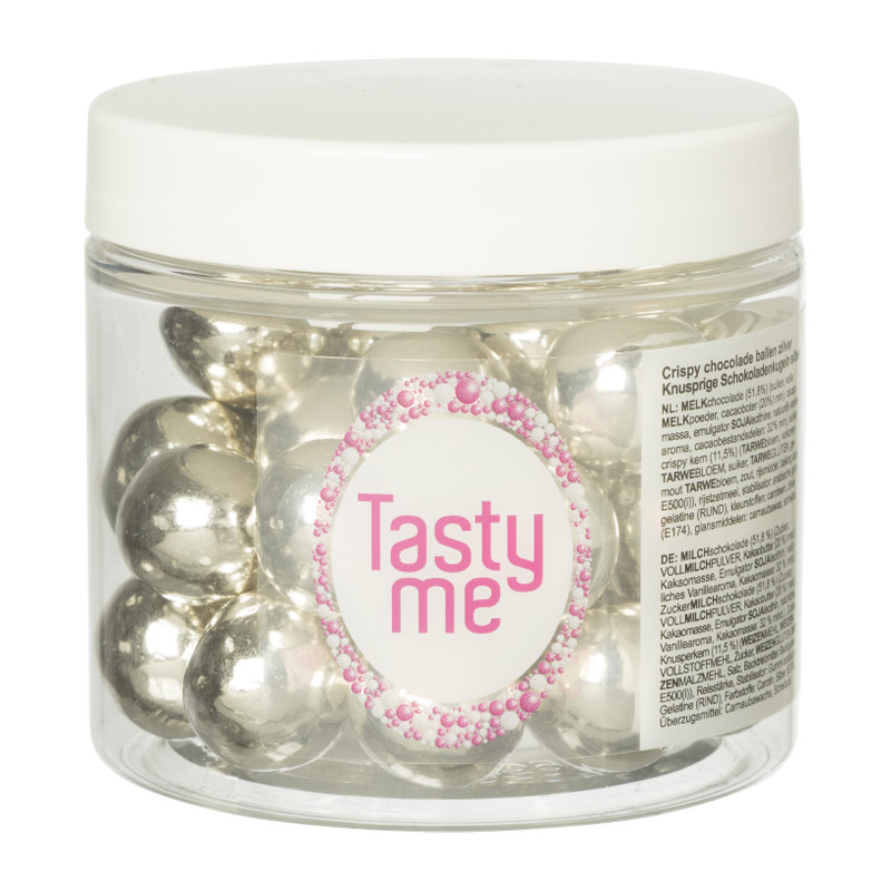 Tasty Me crispy chocolade ballen - zilver - 100 gram