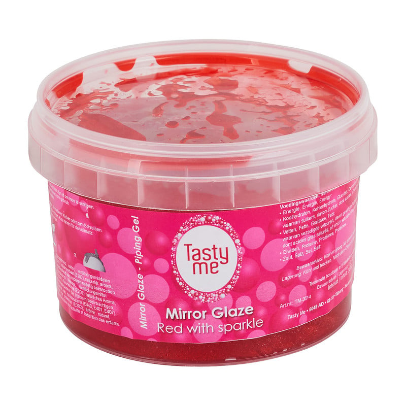 Mirror glaze glazuur - rood met glitters