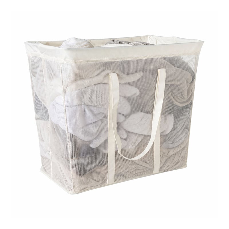 Opbergmand/wasmand met handvatten - wit - 53x46x33 cm