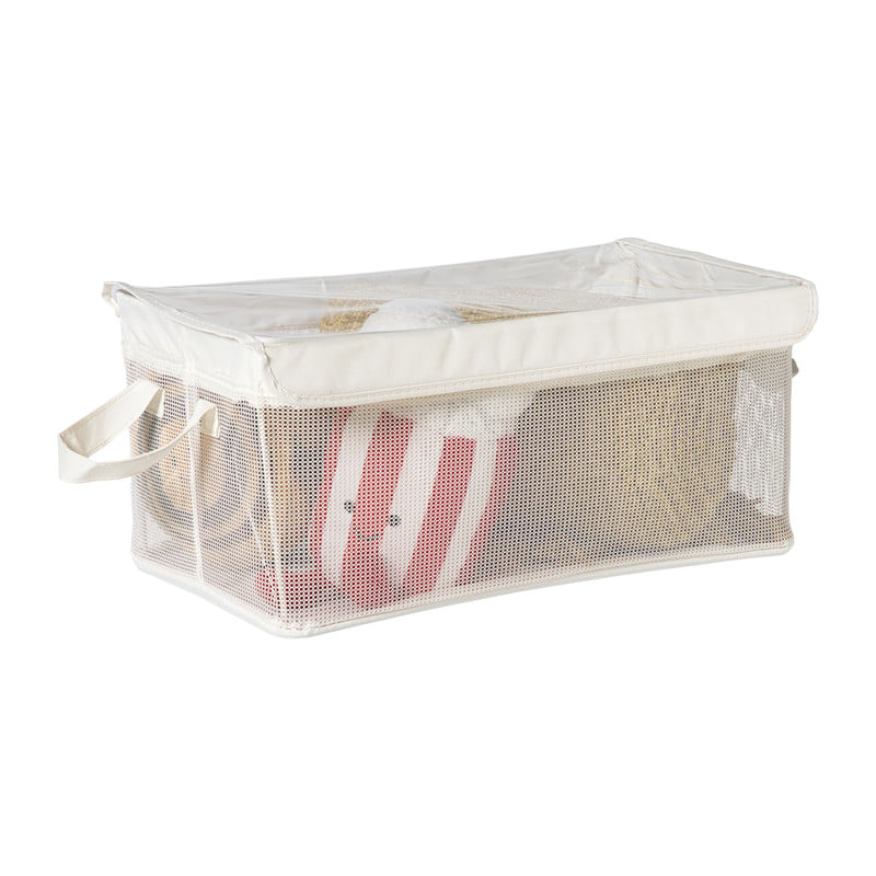 Opbergmand met handvatten - wit - 25x44x20 cm