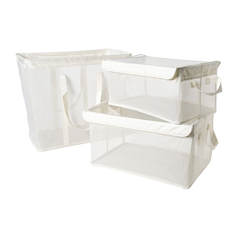 Opbergmand met handvatten - wit - 25x44x20 cm