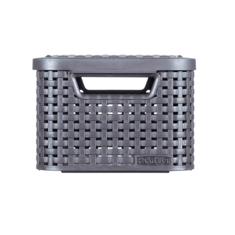 Curver opbergmand met deksel klein - grijs - 19.8x29x14.2 cm