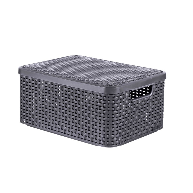 Curver opbergmand met deksel middel - grijs - 28.7x38.6x17 cm
